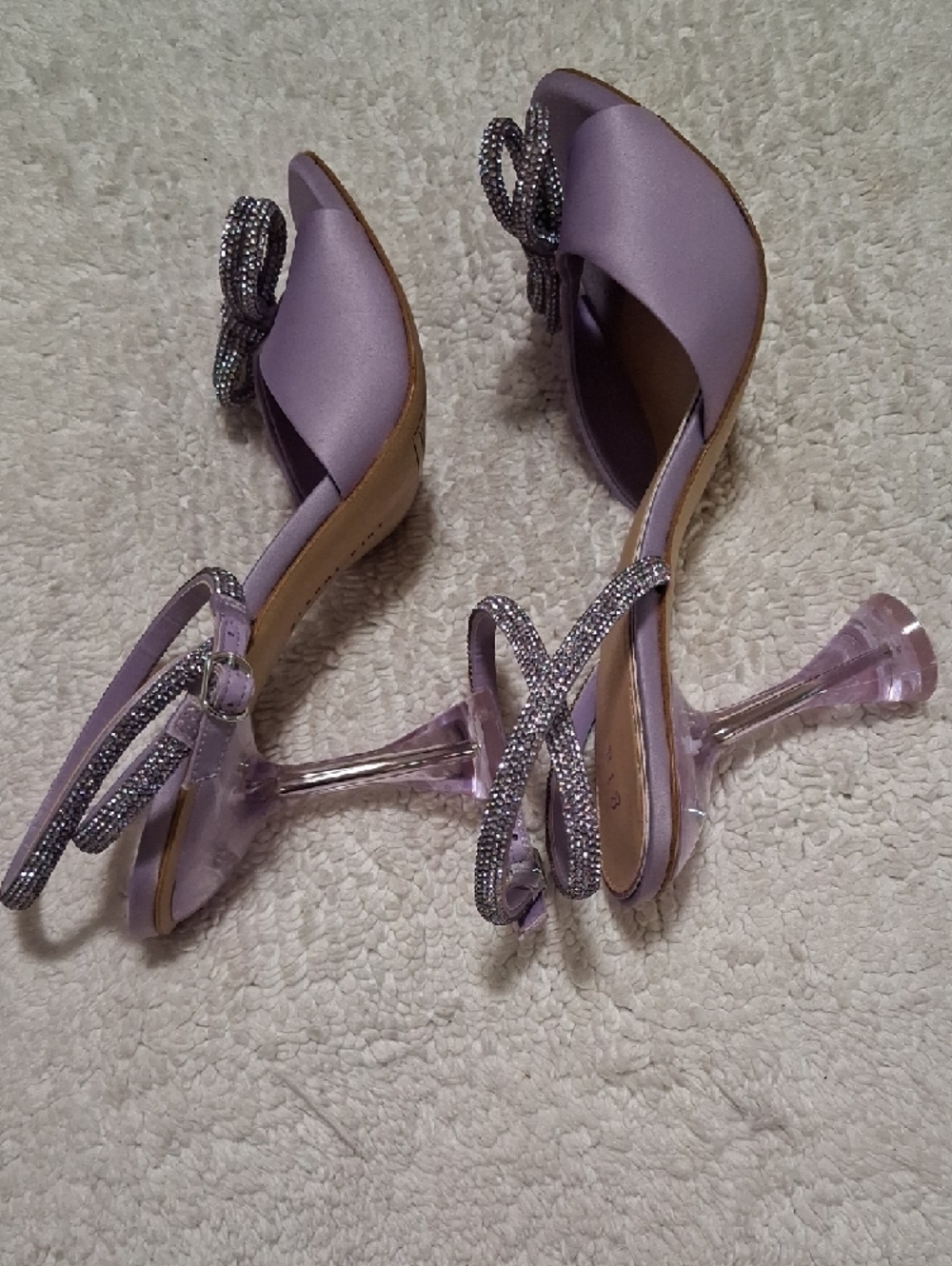 Gianni Bini Lavender Satin Crystal-Embellished Heels - Picture 3 of 6